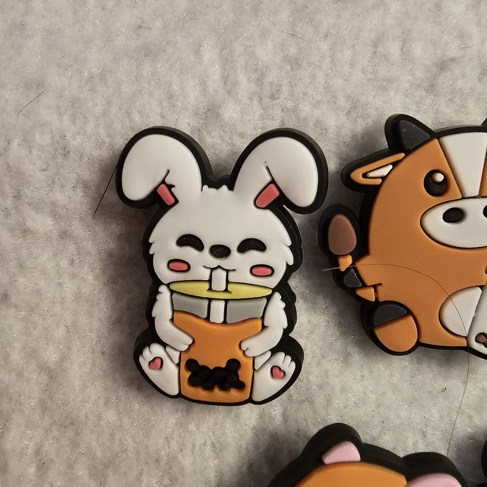 Jibbitz With Hamster Sloth and Boba Tea Theme Croc Shoe Charms Bundle Of 5
